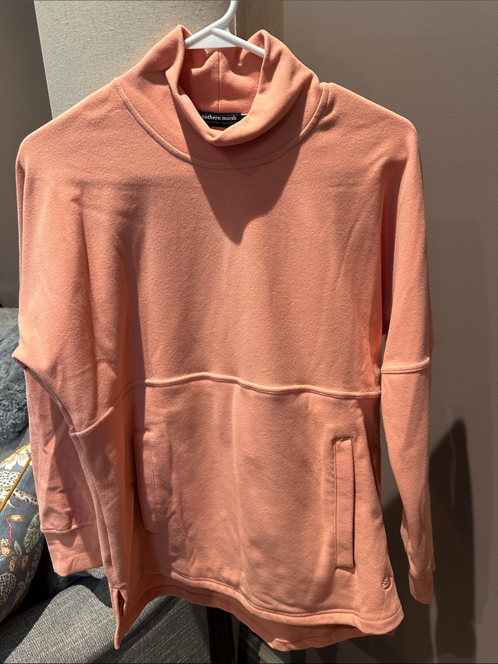 Southern Marsh Peach Cowl Neck Pullover